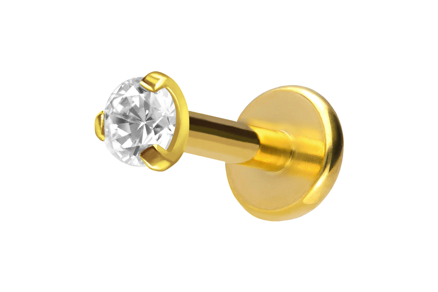 Titan Labret Piercing mit Push Fit EINGEFASSTER KRISTALL